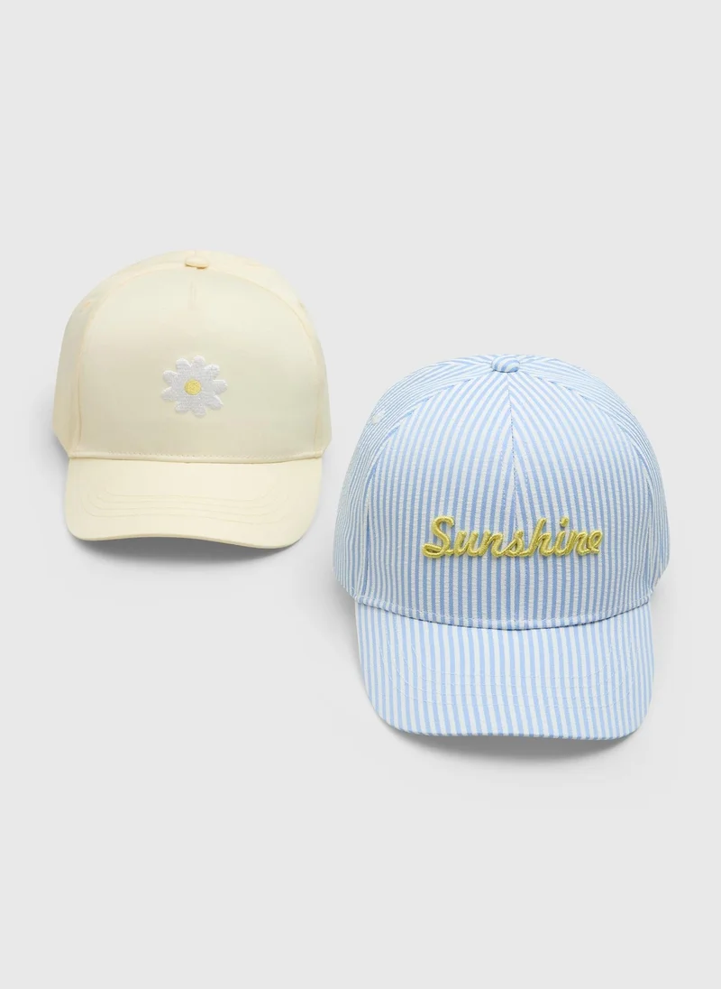 Matalan 2 Pack Girls Yellow Summer Caps